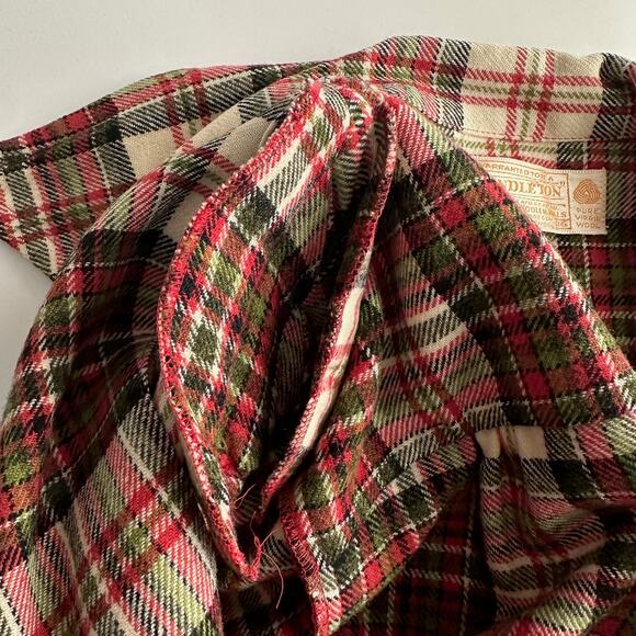 Pendleton VTG 50s 60s USA Made 100% Wool Plaid Flannel Shirt Jacket wmn 16 - Picture 6 of 10